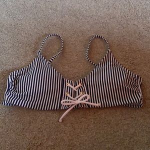 Navy and white stripped xhilaration bikini top, size L